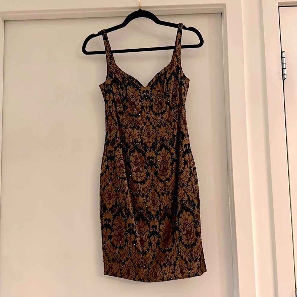 Cache black beaded cocktail dress